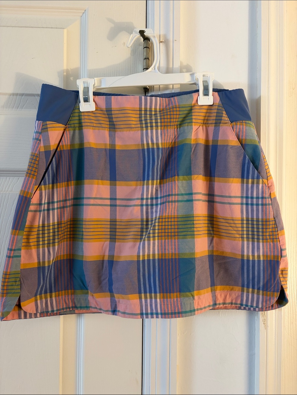 Walter Hagen Pink, Blue & Yellow Plaid Mini Skirt